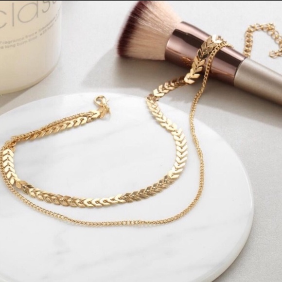 New! Gold Chevron Choker Necklace - Picture 3 of 9